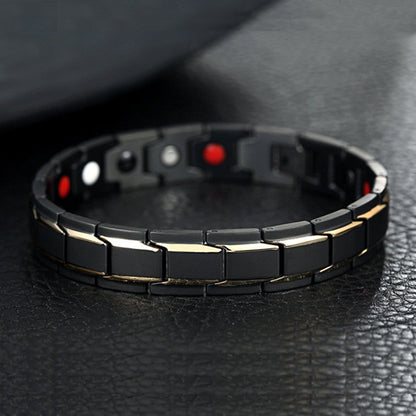 Men's Luxury Gold Plated SS Magnetic Energy Bracelet Bangle