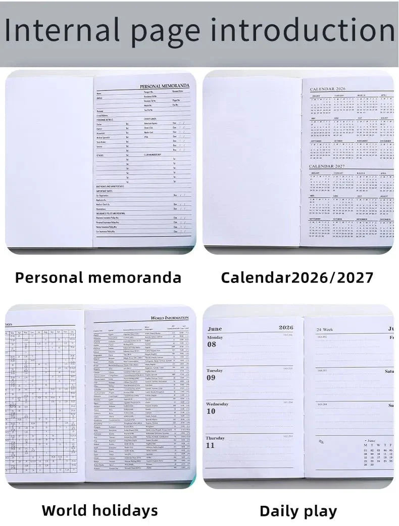 A7 2026 English Planner Book | Mini Pocket Weekly Calendar