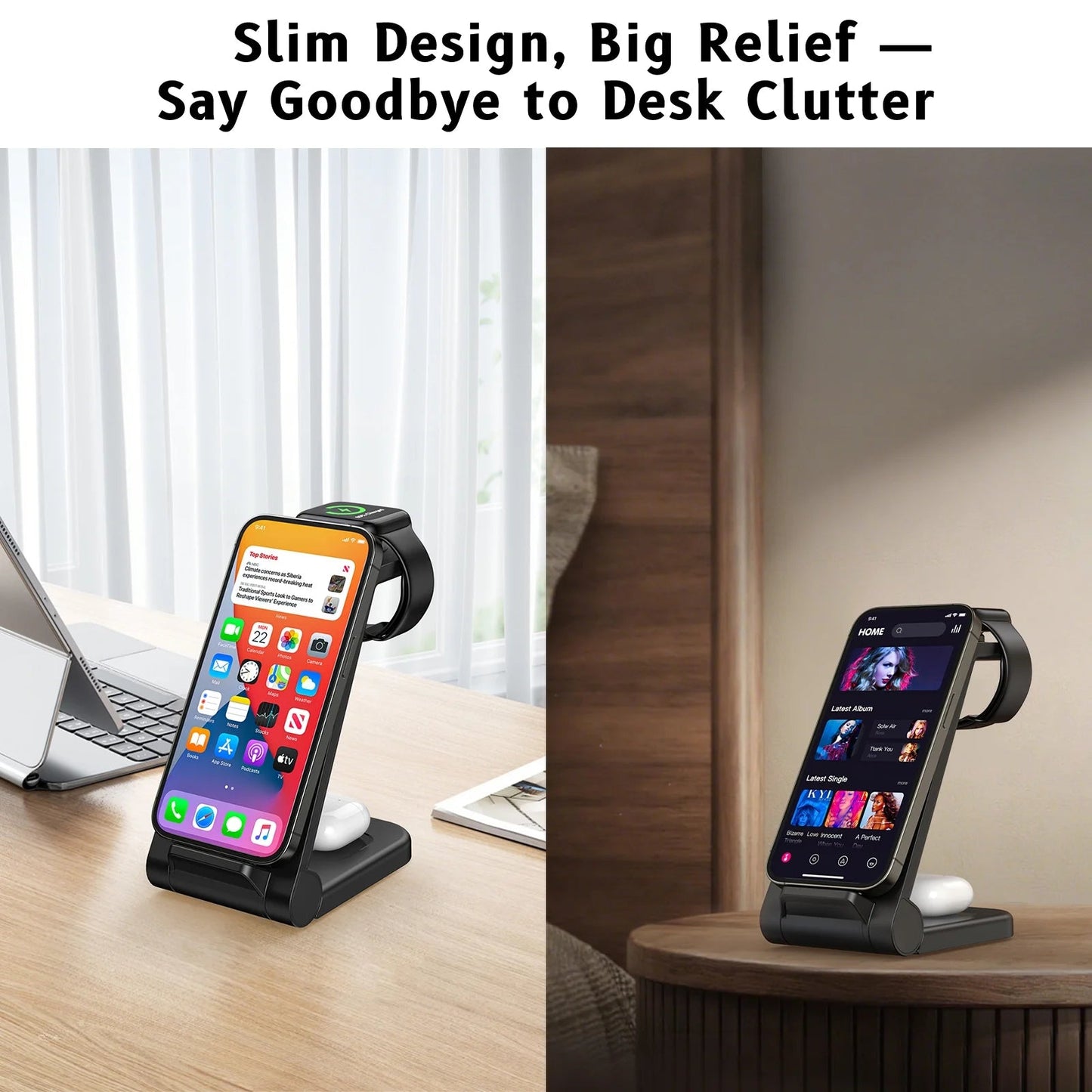 2025 3-in-1 Wireless Fast Charger - Travel Charging Station for iPhone 17-13, Apple Watch & AirPods - Perfect Gift for Home & Office
