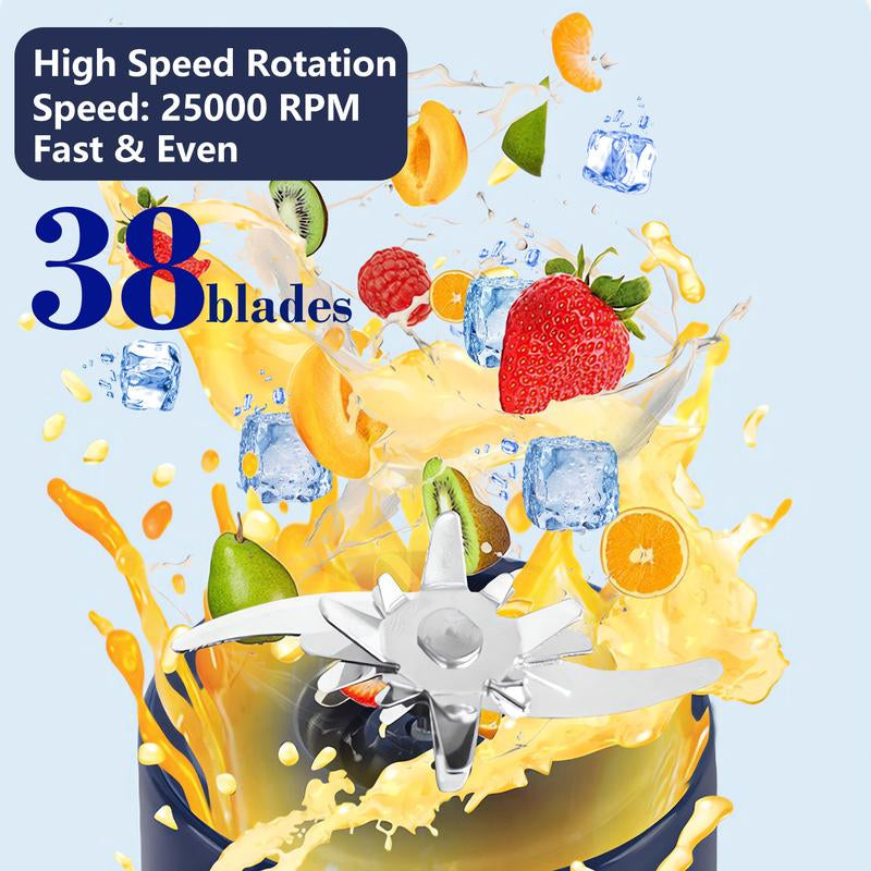 Protable Juicermachine-,Usb Rechargeable Large Capacity Juice Blender Cup,Multifunctional Juicer Machines with 38 Blades,Summer Essentials Portable Household Appliances