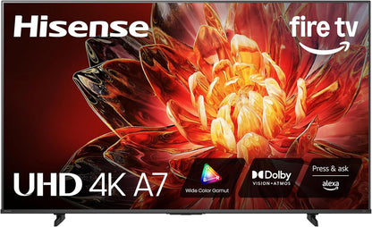 Hisense 43" Class A7 Series (43A7NF, 2025 Model) 4K UHD Smart Fire TV, Voice Remote with Alexa, Wide Color Gamut, HDR10+, Dolby Vision, Dolby Atmos, Game Mode, ALLM, Stream Live TV without Cable