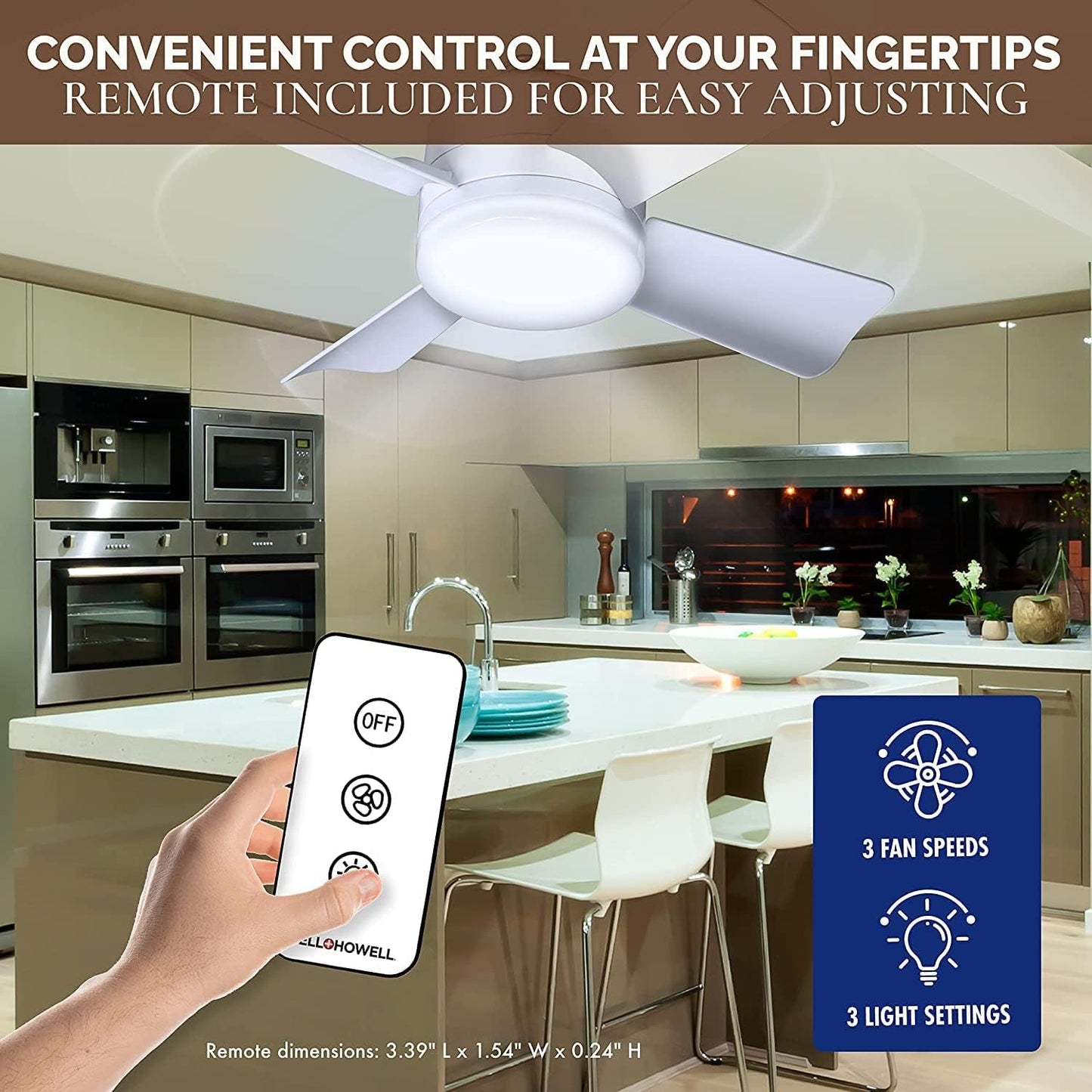Bell+Howell Socket Breeze Modern Ceiling Fans with LED Lights, 10" LED E26/E27 Screw Base Mini Light Socket Fan with Cord for Bedroom, Living Room, Kitchen, Balcony