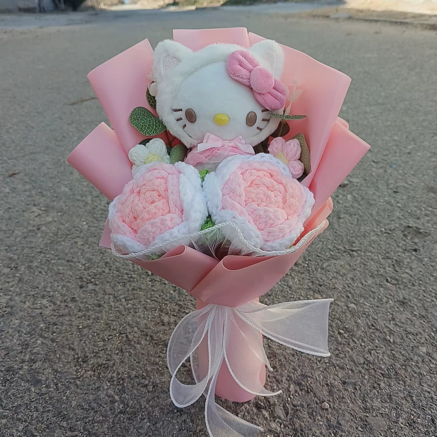 Hello Kitty Cartoon Plush Bouquet Anime Rose Flowers Doll Home Wedding Decoration Christmas Valentine'S Day Gift