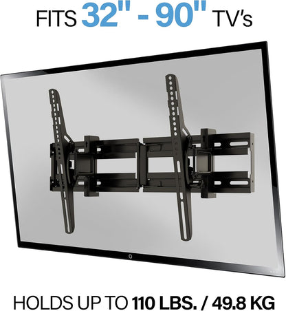 SANUS Extendable Tilting TV Wall Mount for 32”–90” Tvs up to 110 Lbs – 5.2” Extension for Easy Cable Access and Added Tilt, Tool-Free Tilt to Reduce Glare, Low Profile Design