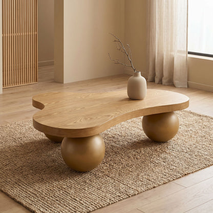 Cloud Shaped Coffee Table With 3 Ball Legs For Living Room