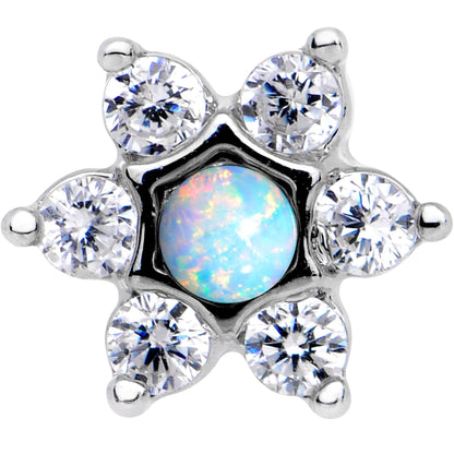 5/16 White Faux Opal Internally Threaded Star Flower Labret Monroe