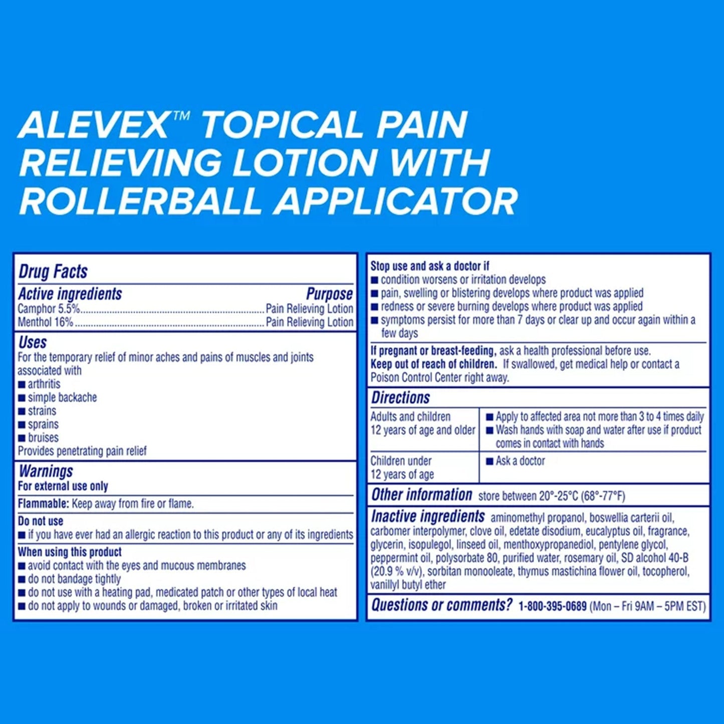 Aleve X Pain Relieving Lotion Max Strength Menthol, 2½-ounce roll-on bottle 00280005001