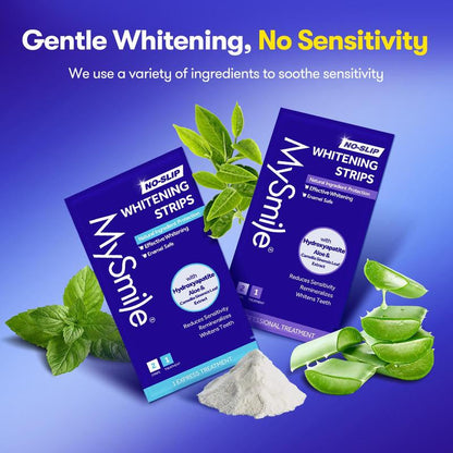 Mysmile Teeth Whitening Strips, Hydroxyapatite-Infuse White Strips, Non-Sensitive Teeth Whitening with Soothing Natural Ingredients, Enamel-Safe, Residue-Free, Non-Slip, 7 Treatments Kit