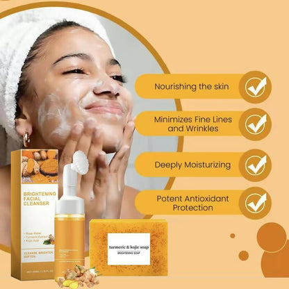 Turmeric Cleansing Duo: Mousse & Soap for Radiant Skin - Perfect Father's Day Gift!