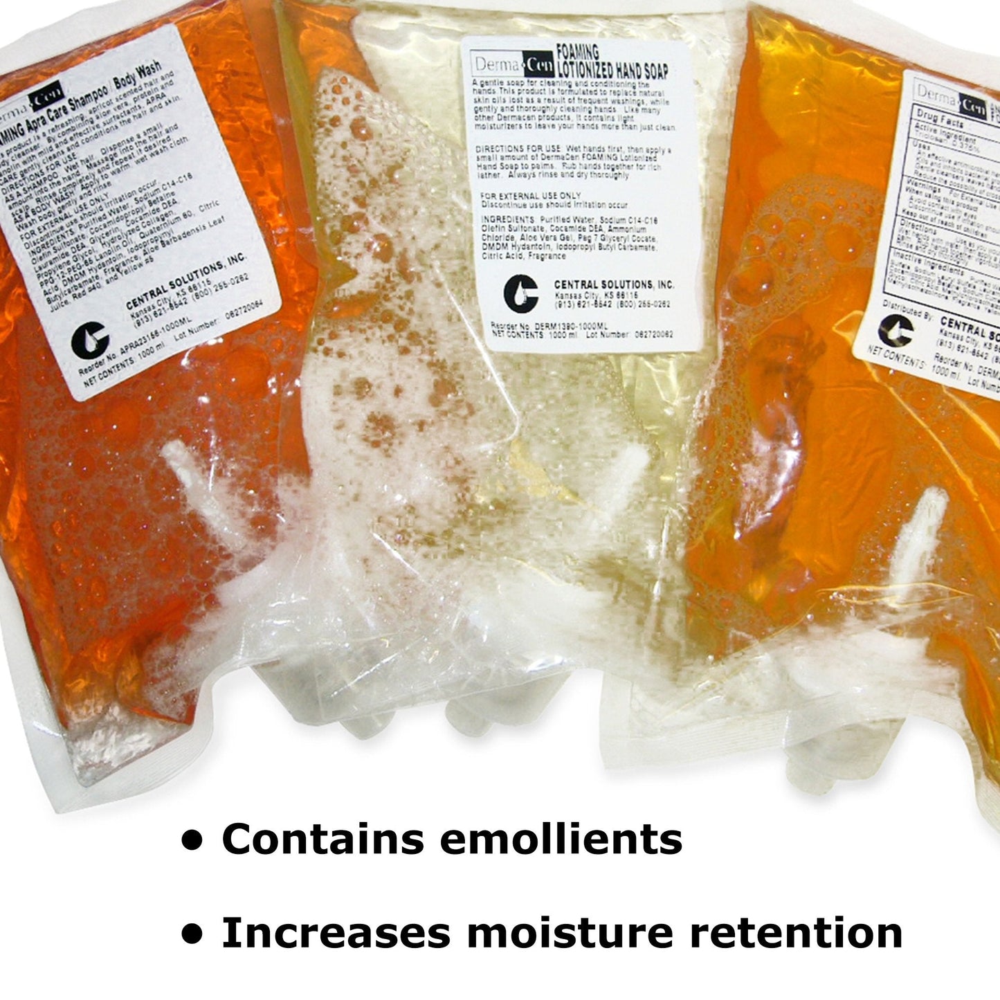 DermaCen® Soap, 1,000 mL Dispenser Refill Bag DERM1390-1000