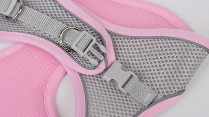 Adjustable Reflective Puppy Harness and Leash Set – Soft Breathable Vest for Small Dogs and Cats