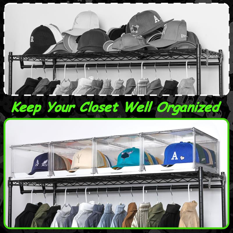 [Video Only] Vtopmart Hat Organizer for Baseball Caps,Clothing with Clear Holder Box, Large Cap Storage with Sliding Tray, Stackable Rack Display Case & Magnetic Door
