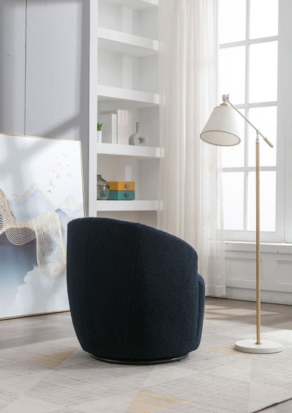 Teddy Fabric Swivel Accent Armchair Barrel Chair With Powder Coating Metal Ring