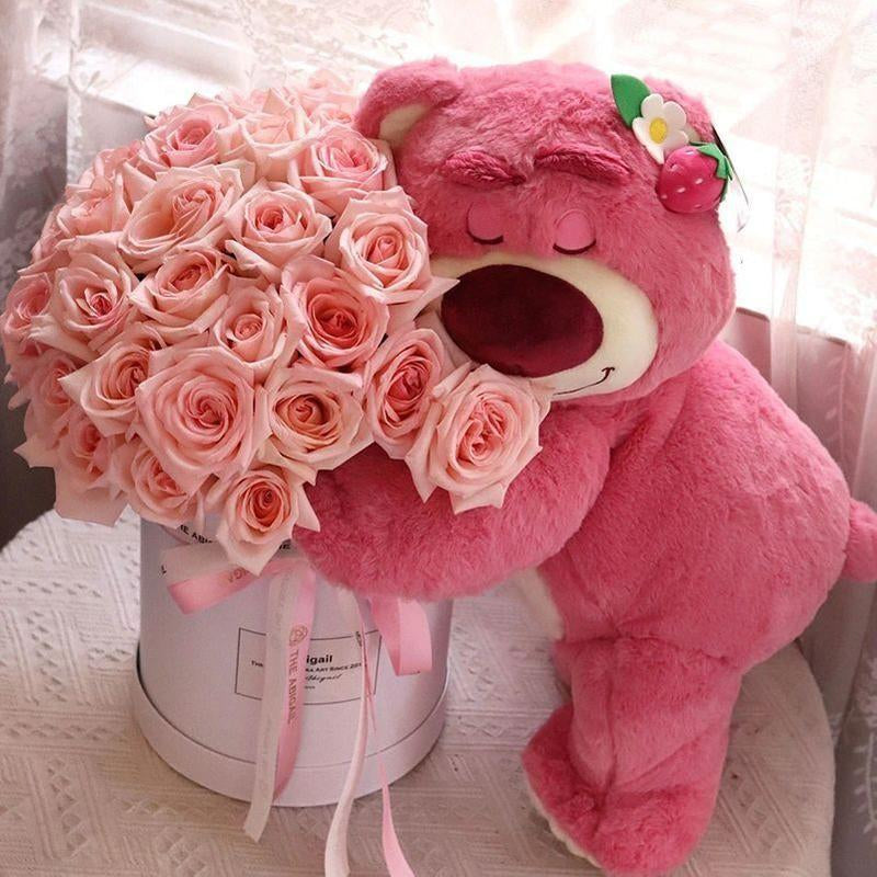 Valentine’S Day Teddy Bear with Eternal Rose Bouquet, Preserved Flower Plush Bear, Romantic Birthday Gift for Her Gift Sets