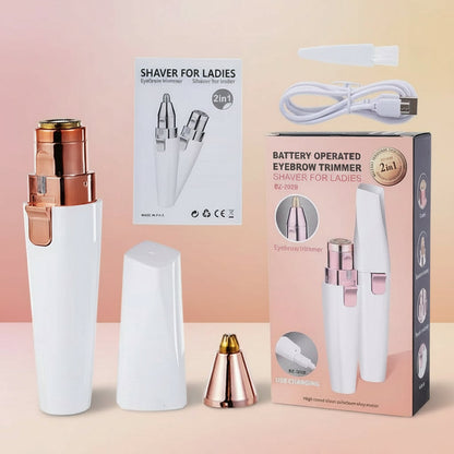 2 in 1 Rechargeable Epilator Electric Eyebrow Trimmer Female Body Facial Lipstick Shape Hair Removal Mini Painless Razor Shaver