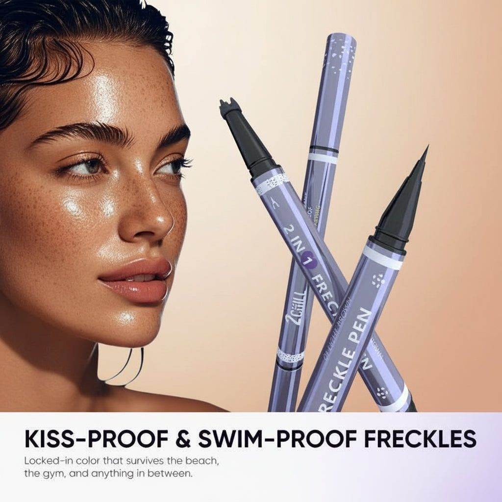 2CHILL 2-In-1 Dual Ended Microblading Freckle Pen & Freckle Stamp,Waterproof Microblading Freckle Maker with Precision Tip for Natural Freckle Makeup, Brows, Eyeliner, Last 24Hrs