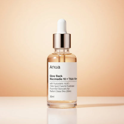 Anua Glow Back Niacinamide 10 + TXA 4 Serum with Hyaluronic Acid - Dark Spot Care & Postnatal Skincare for Radiant Glass Skin (30ml)