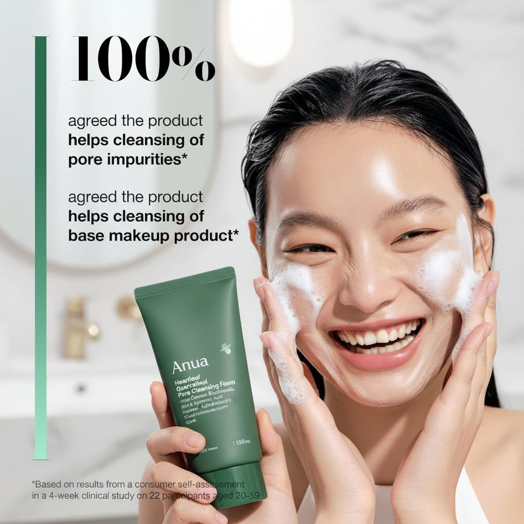 Anua Heartleaf Quercetinol Pore Cleansing Foam - Deep Cleanse & Remove Blackheads, BHA & Hyaluronic Acid Infused Facial Cleanser, 150ml Korean Skincare Must-Have