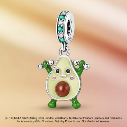 (50-113)MULA S925 Sterling Silver Pendant and Beads , Suitable for Pandora Bracelets and Necklaces, Ideal for Anniversary Gifts, Christmas, Birthday Presents, and Suitable for All Women.
