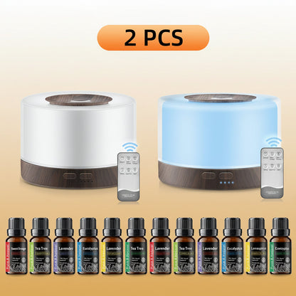 16.91Oz Essential Oil Diffuser, Aromatherapy, Humidifier, Soothing LED Lights, 6 Oils Included