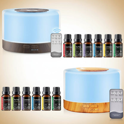 16.91Oz Essential Oil Diffuser, Aromatherapy, Humidifier, Soothing LED Lights, 6 Oils Included