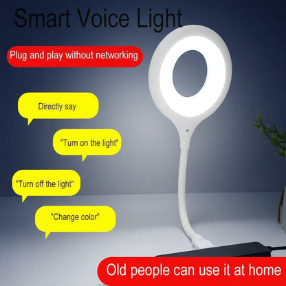 1Pcs Voice Control USB Reading Flexible Gooseneck Led Light for Bedside Reading Soft Night Light Smart Voice Activation for Bedroom Office and Study Use