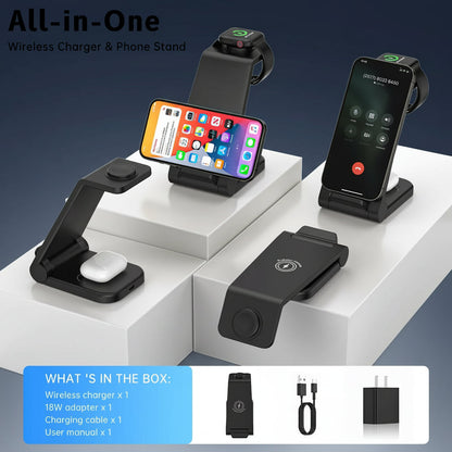 2025 3-in-1 Wireless Fast Charger - Travel Charging Station for iPhone 17-13, Apple Watch & AirPods - Perfect Gift for Home & Office