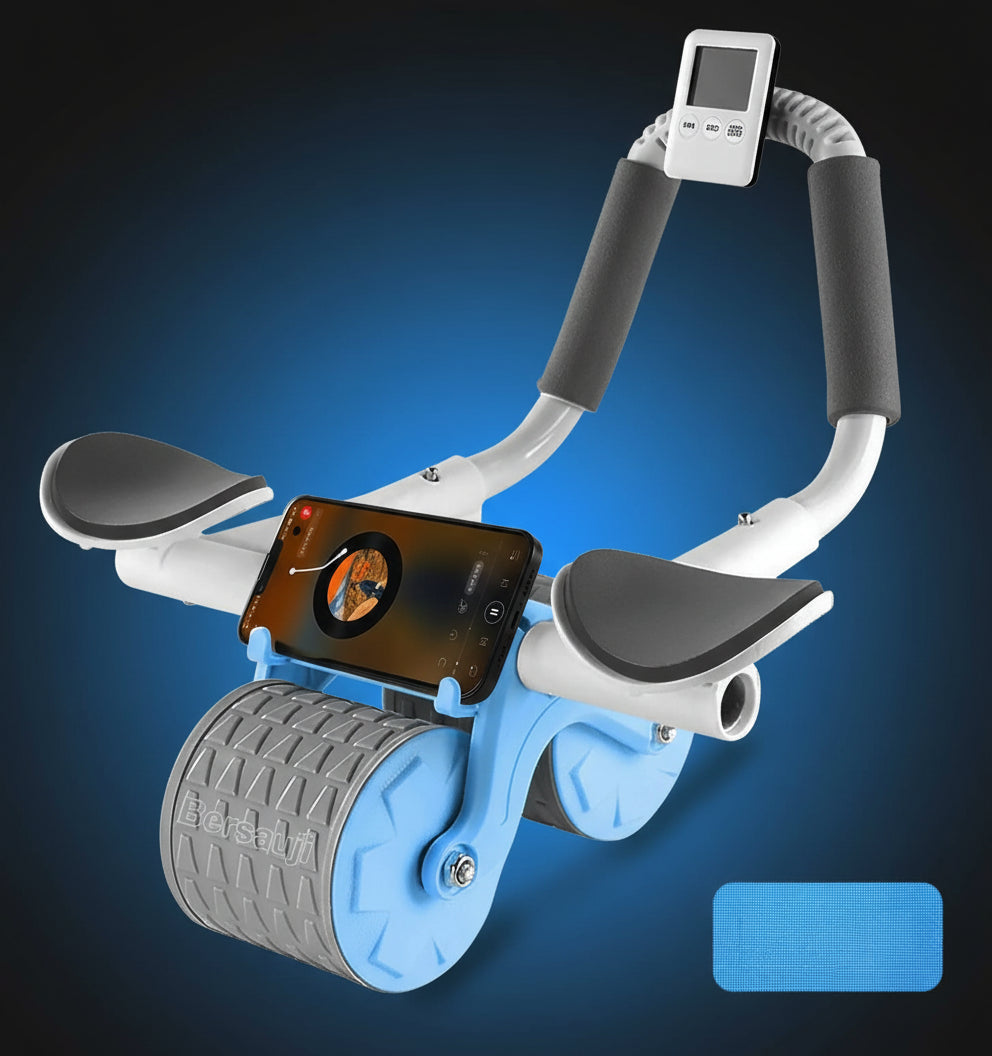 2025 New Ab Roller Wheel with Knee Mat &Timer, Automatic Rebound Abdominal Wheel, Ab Abdominal Exercise Roller with Elbow Support, Abs Workout Equipment Ab Exercise Roller for Women Men