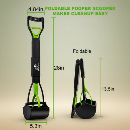 28" Heavy-Duty Foldable Dog Pooper Scooper - Unbreakable, Easy-to-Use for Grass, Gravel & Outdoor Cleanup
