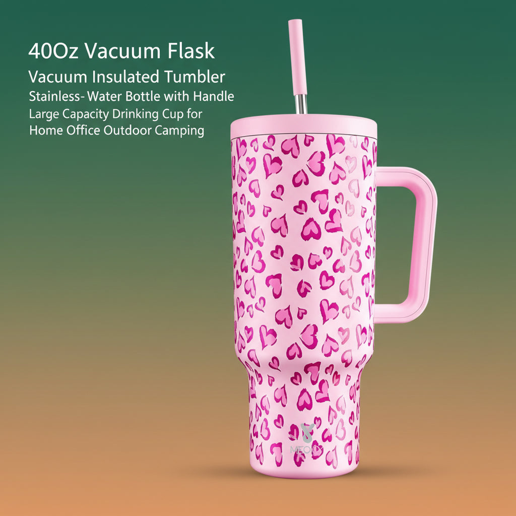 40Oz Vacuum Flask, Vacuum Insulated Tumbler, Stainless Steel Water Bottle with Handle, Large Capacity Drinking Cup for Home Office Outdoor Camping