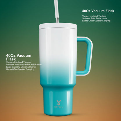 40Oz Vacuum Flask, Vacuum Insulated Tumbler, Stainless Steel Water Bottle with Handle, Large Capacity Drinking Cup for Home Office Outdoor Camping