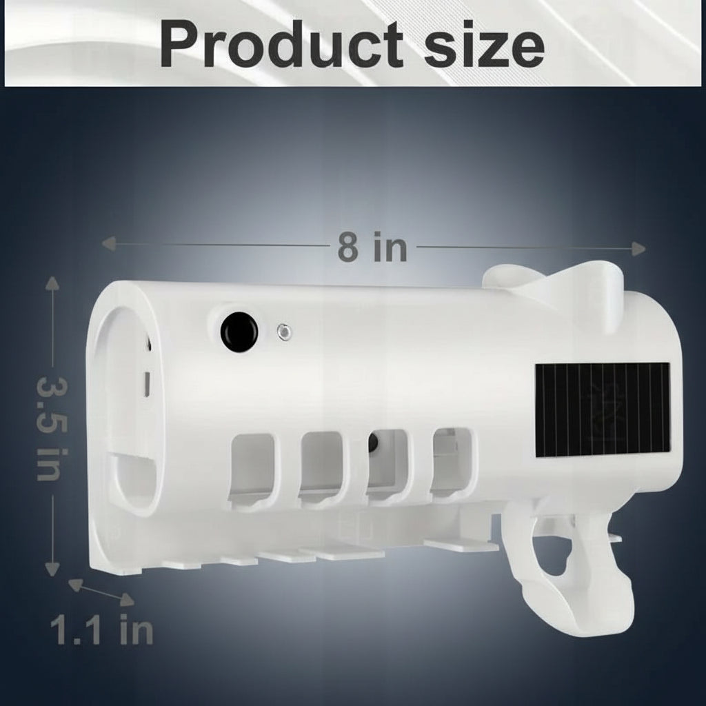 3-In-1 Toothbrush Holder with Smart Automatic Toothpaste Dispenser USB Charging Wall-Mounted Bathroom Storage Box Holds up to 4 Brushes Simultaneously Space-Saving