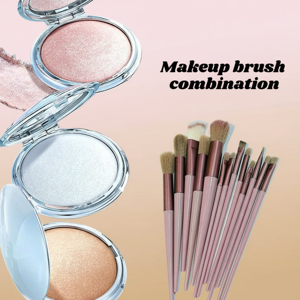 3-Piece Sun-Kissed Bronzer & Highlighter Set | Diamond Flash & Pearlescent Glow! Mashed Potato Cream Formula - Long-Lasting & Non-Smudged. Rose Gold Case for Face Brightening & Contouring!