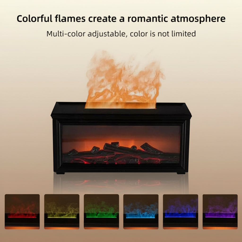 300 Ml Essential Oil Diffuser, 7 Color Flame Modes - Aroma Therapy Device, Air Humidifier , Air Purifier, Fragrance Diffuser, Automatic Shut-Off, Timer and Remote Control, Suitable for Home and Bedroom, Can Be Given as a Gift. Fireplace Humidifier