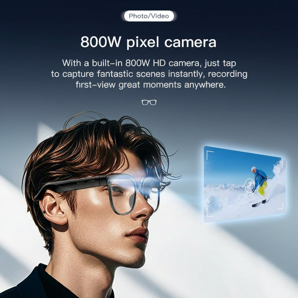 4K Smart Camera Glasses with 8MP Camera, 1080P HD Video Recording, Bluetooth Audio Sunglasses, Real-Time AI Translation, Voice Assistant, Touch Control, Wearable Camera Glasses for Travel & Daily Use