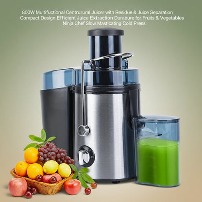 800W Multifunctional Centrifugal Juicer with Residue & Juice Separation Compact Design Efficient Juice Extraction Durable Structure for Fruits & Vegetables Ninja Chef Slow Masticating Cold Press