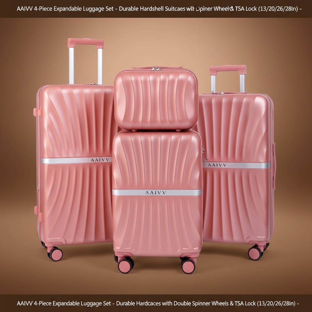 AAIVV 4-Piece Expandable Luggage Set - Durable Hardshell Suitcases with Double Spinner Wheels & TSA Lock (13/20/26/28In) -