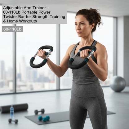 Adjustable Arm Trainer - 60-110Lb Portable Power Twister Bar for Strength Training & Home Workouts