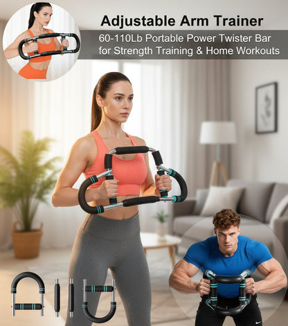 Adjustable Arm Trainer - 60-110Lb Portable Power Twister Bar for Strength Training & Home Workouts