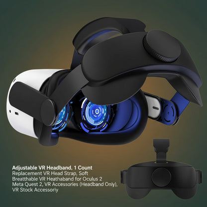 Adjustable VR Headband, 1 Count Replacement VR Head Strap, Soft Breathable VR Headband for Oculus Quest 2 Meta Quest 2, VR Accessories (Headband Only), VR Stock Accessory