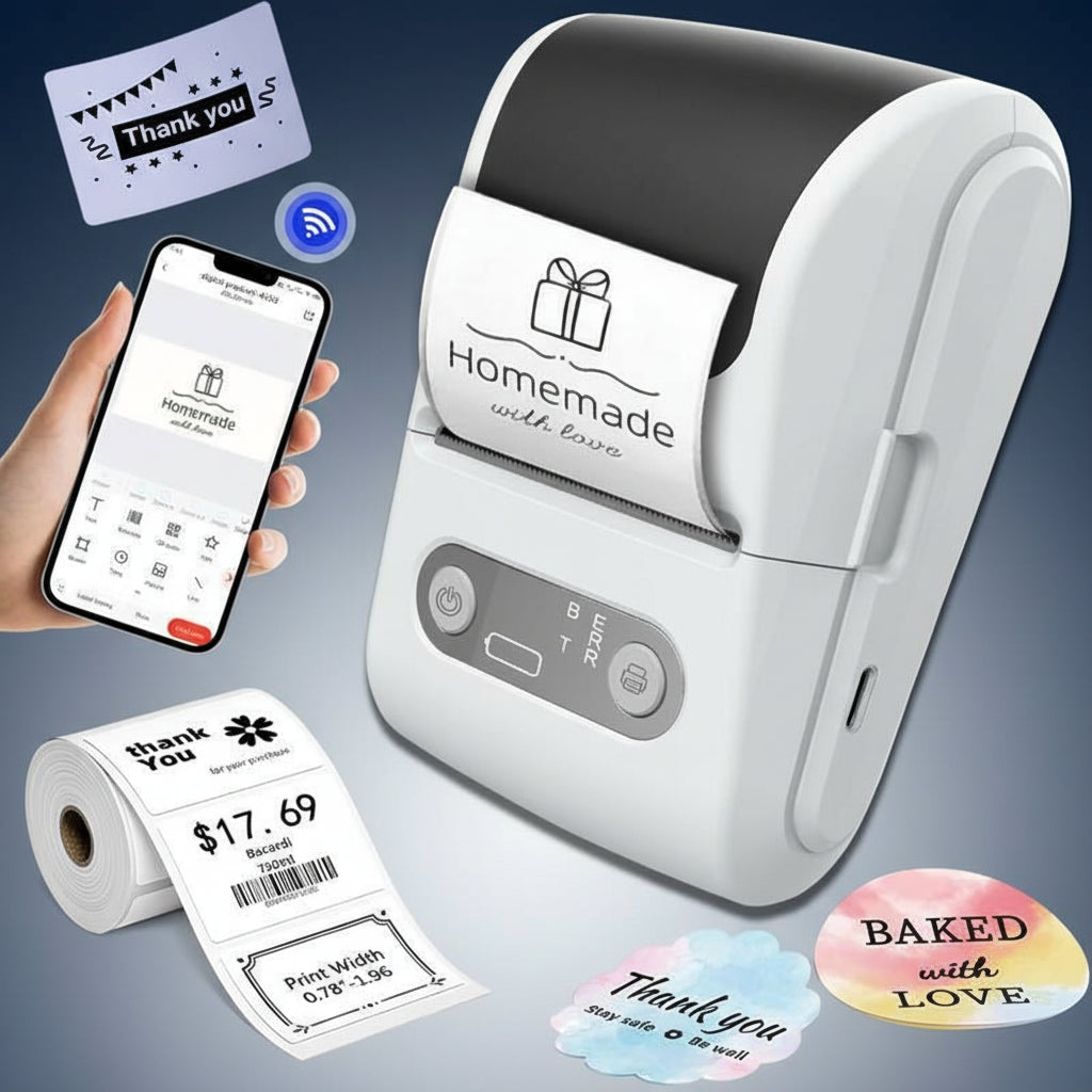 AIFRAME Label Maker with Tape Label Printer for Business Sticker Printer Compatible with 12-57Mm Width Labels Wireless Connectivity High-Speed Printing 1200Mah Battery for Office Home