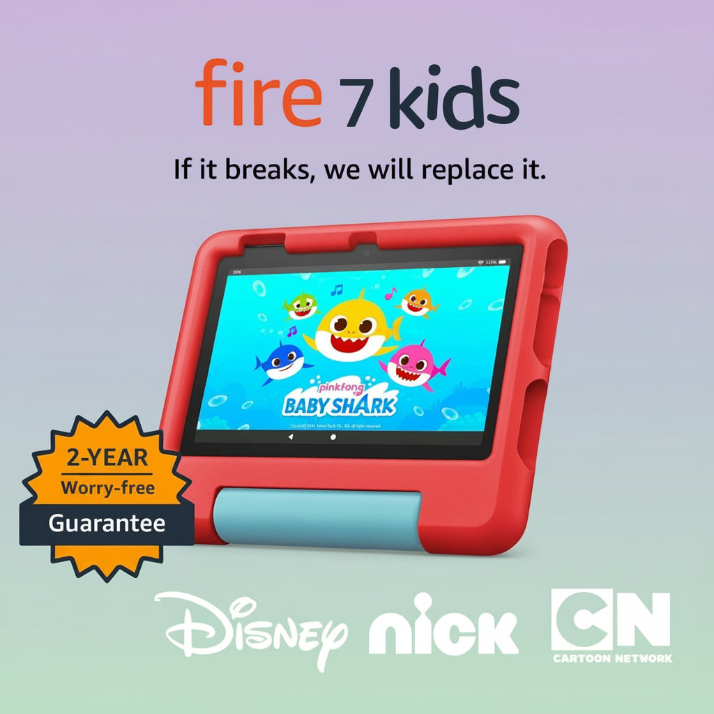 Amazon Fire 7 Kids Tablet, Ages 3-7. Top-Selling 7" Kids Tablet on Amazon. Includes Ad-Free and Exclusive Content, Easy Parental Controls, 10-Hr Battery, 16 GB, Blue