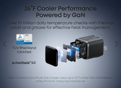 Anker Smart Display Charger, Anker Nano 45W Fast Charging USBC Charger with Smart Recognition, Built-In Care Mode, Compact with 180° Foldable Plug, for Iphone 17/16/15 Series, Macbook, Apple Watch