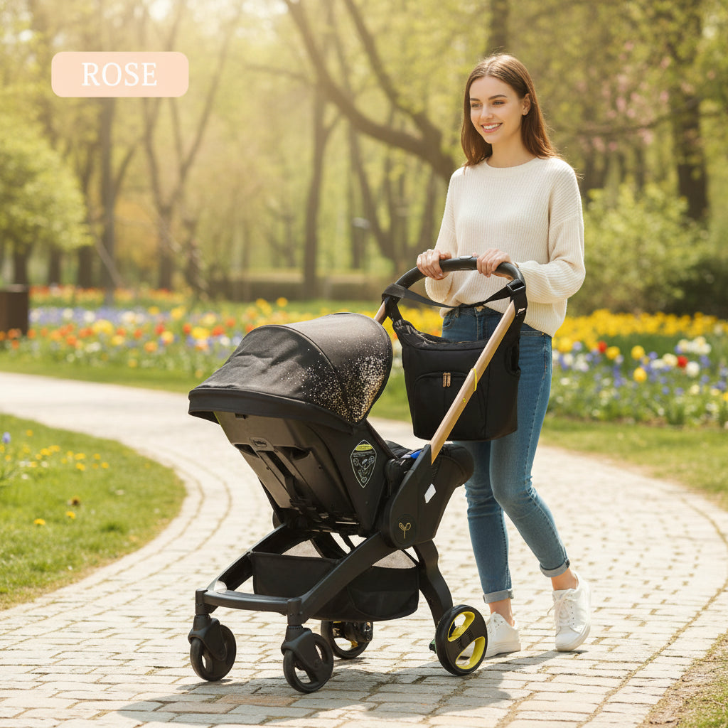 Baby Stroller with Free Bag ,Newborn Stroller,Foldable Stroller Legs,Equipped with Chest Clip,One-Click Contraction Function,Alloy Metal Material,4-Wheel Travel Toddler Stroller