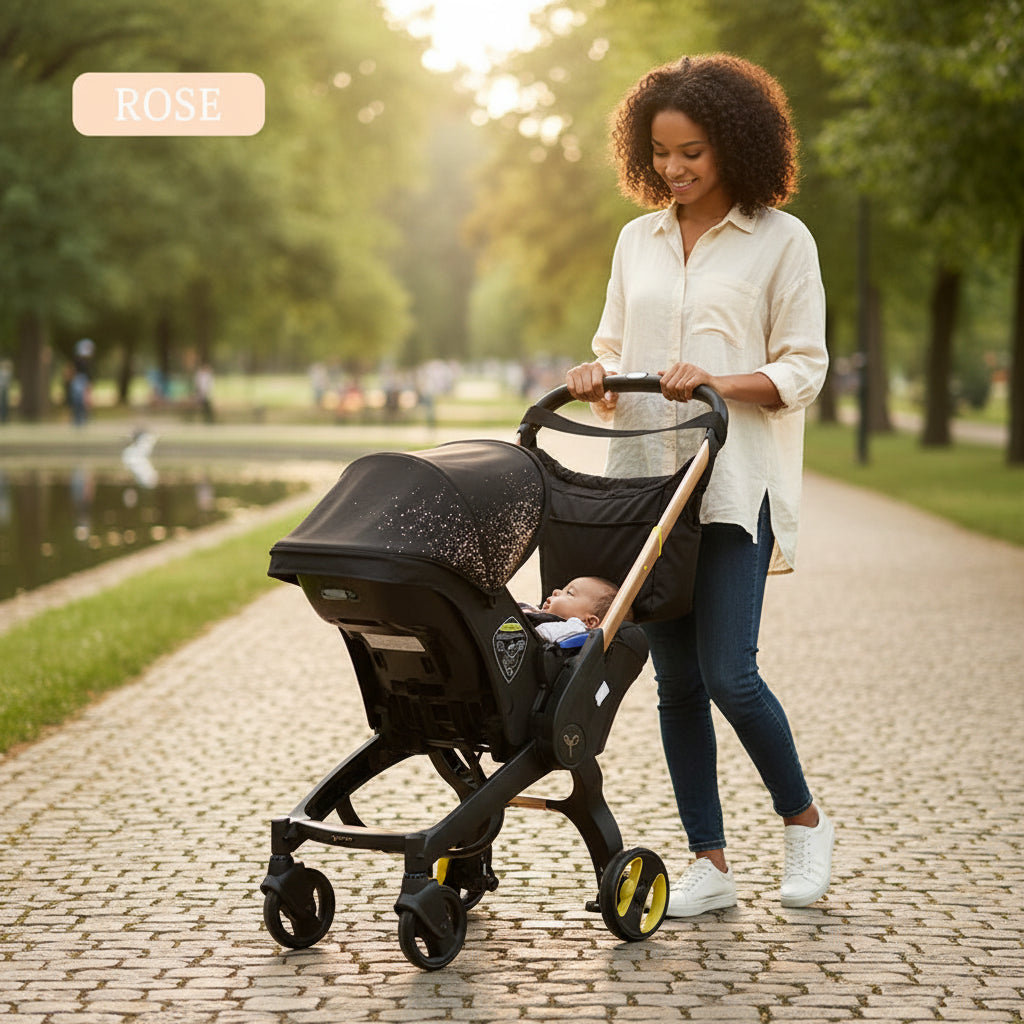 Baby Stroller with Free Bag ,Newborn Stroller,Foldable Stroller Legs,Equipped with Chest Clip,One-Click Contraction Function,Alloy Metal Material,4-Wheel Travel Toddler Stroller