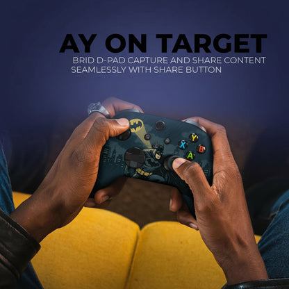 Battman Gottham Guarrdian Custom X-Box Controller Wireless Compatible with X-Box One/Series X/S Customized in USA with Permanent HYDRO-DIP Printing (NOT JUST a SKIN) (MODDED)