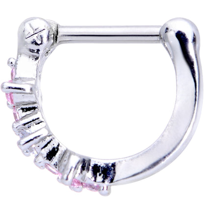16G 1/4 Clear Pink Gem Hinged Cartilage Clicker