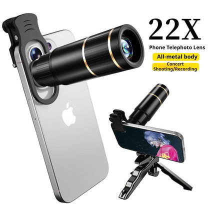 HD 22X Optical Zoom Mobile Phone Lens Universal Clip-On Telescope, Hunting, Camping, Mountaineering, Outdoor Fishing