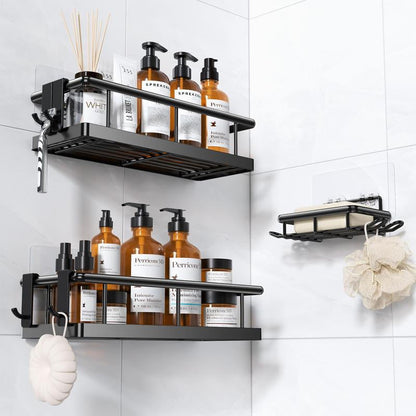 Shower Caddy No Drilling - Rustproof Adhesive Shower Organizer with Soap Holder, Large Capacity Storage Shelves for Bathroom, Kitchen & Home Decor
