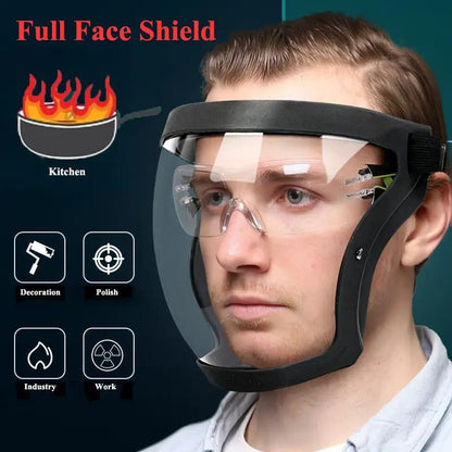 Full Face Super Protective Shields, Anti-Blue Light Unisex Cycling Face Shield with Splash Proof Full Face Protective Protect Eyes, Nose, Mouth, Anti-Splash and Anti-Sand Headgear
